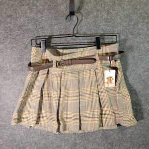SINCERELY JULES PLAID BROWN MINI SKIRT ( SIZE M )